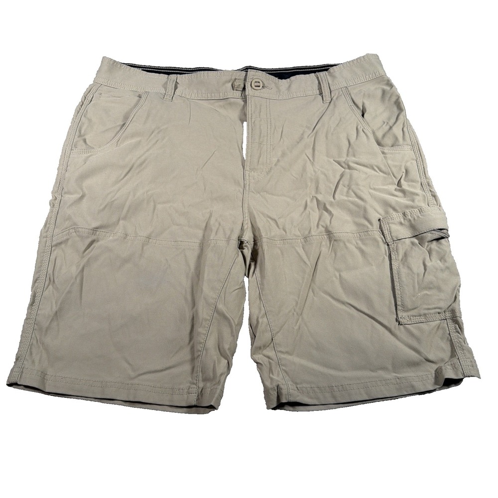 Prana Mens Cargo Hiking Stretch Shorts 38/10 Standard Fit Beige Gorpcore Camp
